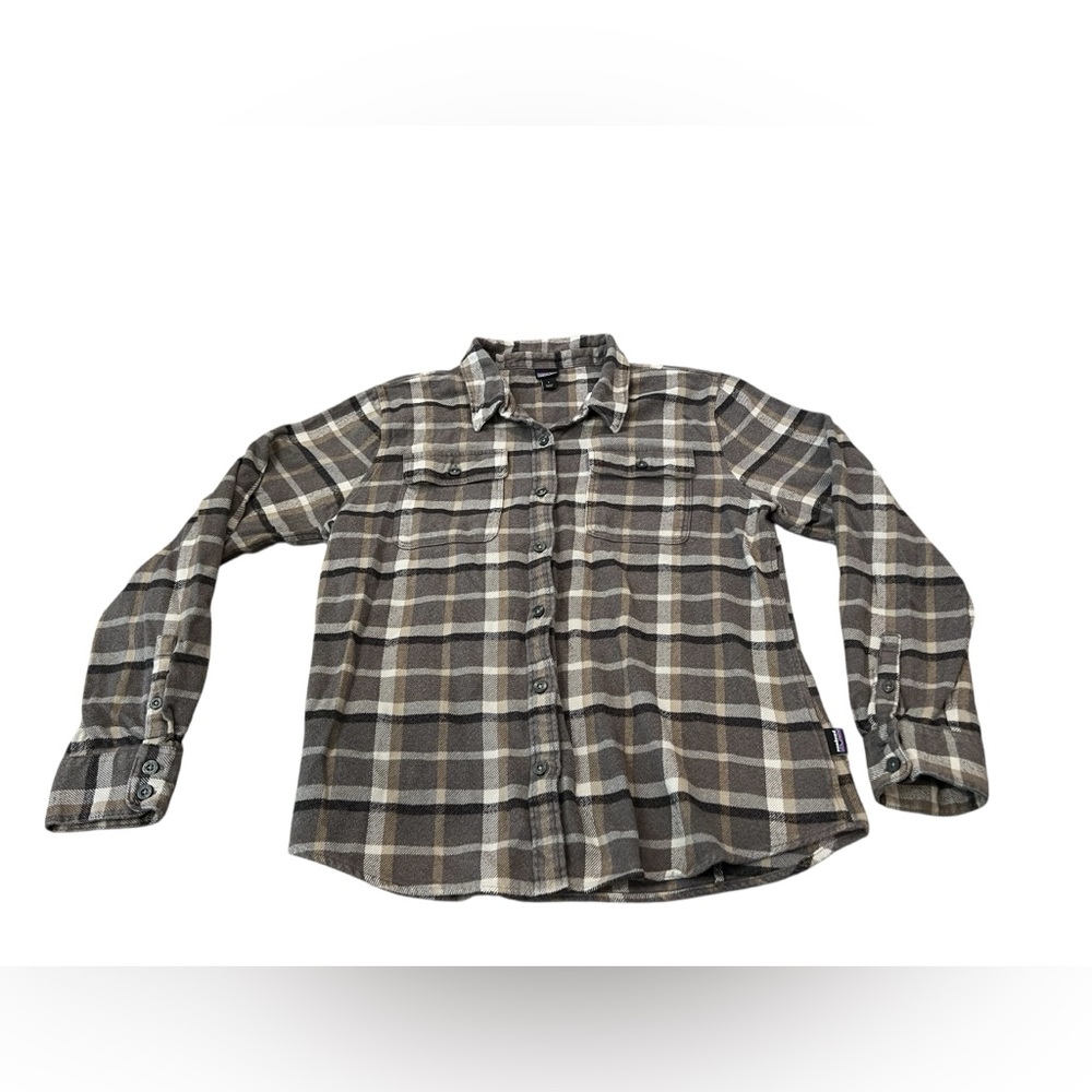 Patagonia Men's Plaid Button-Down Shirt in Brown and Cream